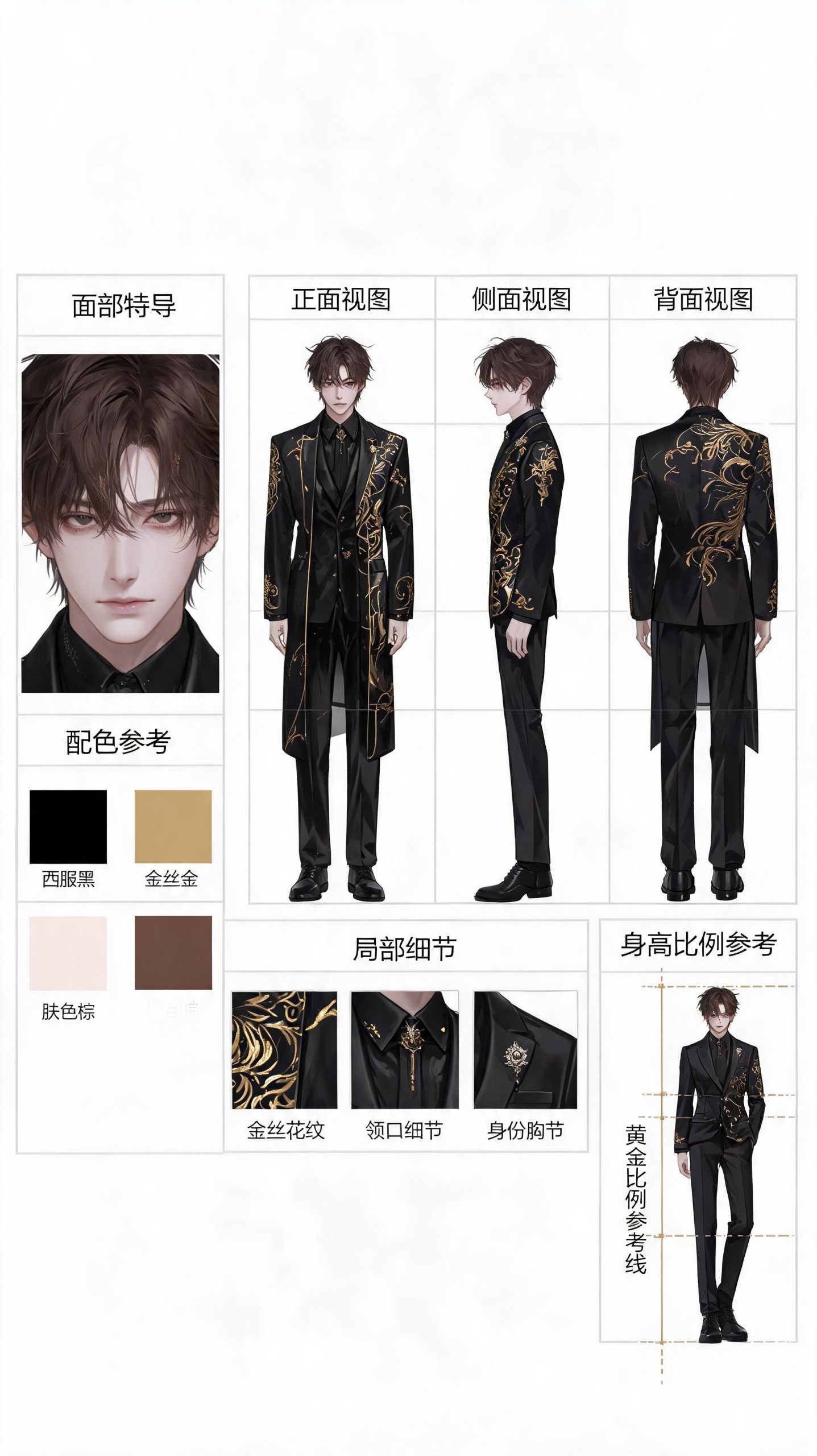 人物三视图效果展示-正面侧面背面