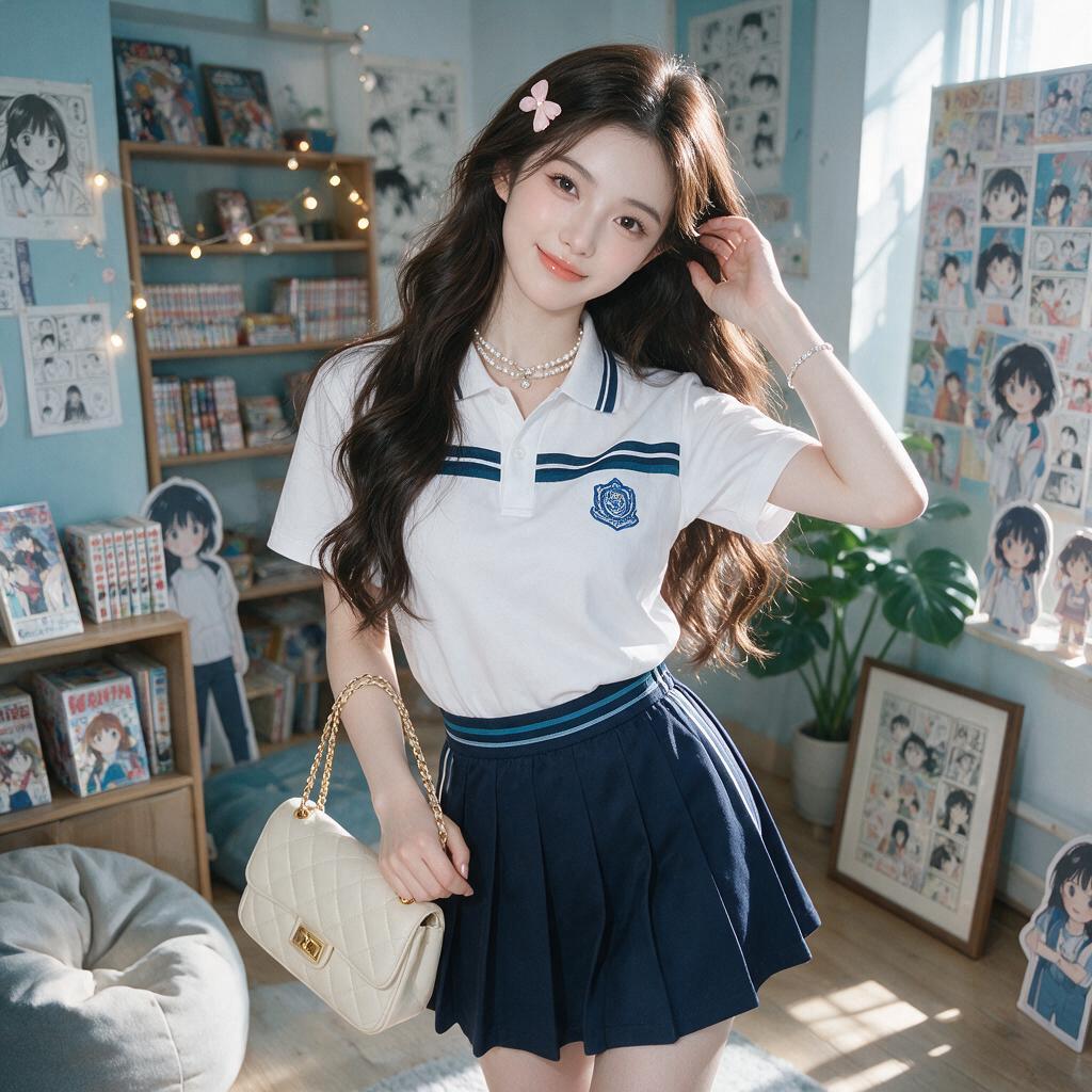 校服配小香风，怼脸拍出高级感——人像 Prompt 的分层摄影逻辑