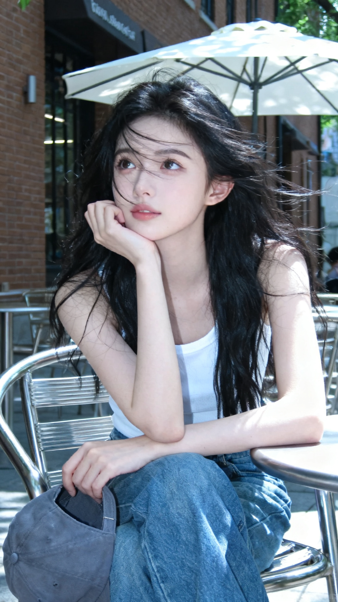 亚洲美少女街头咖啡厅慵懒写真