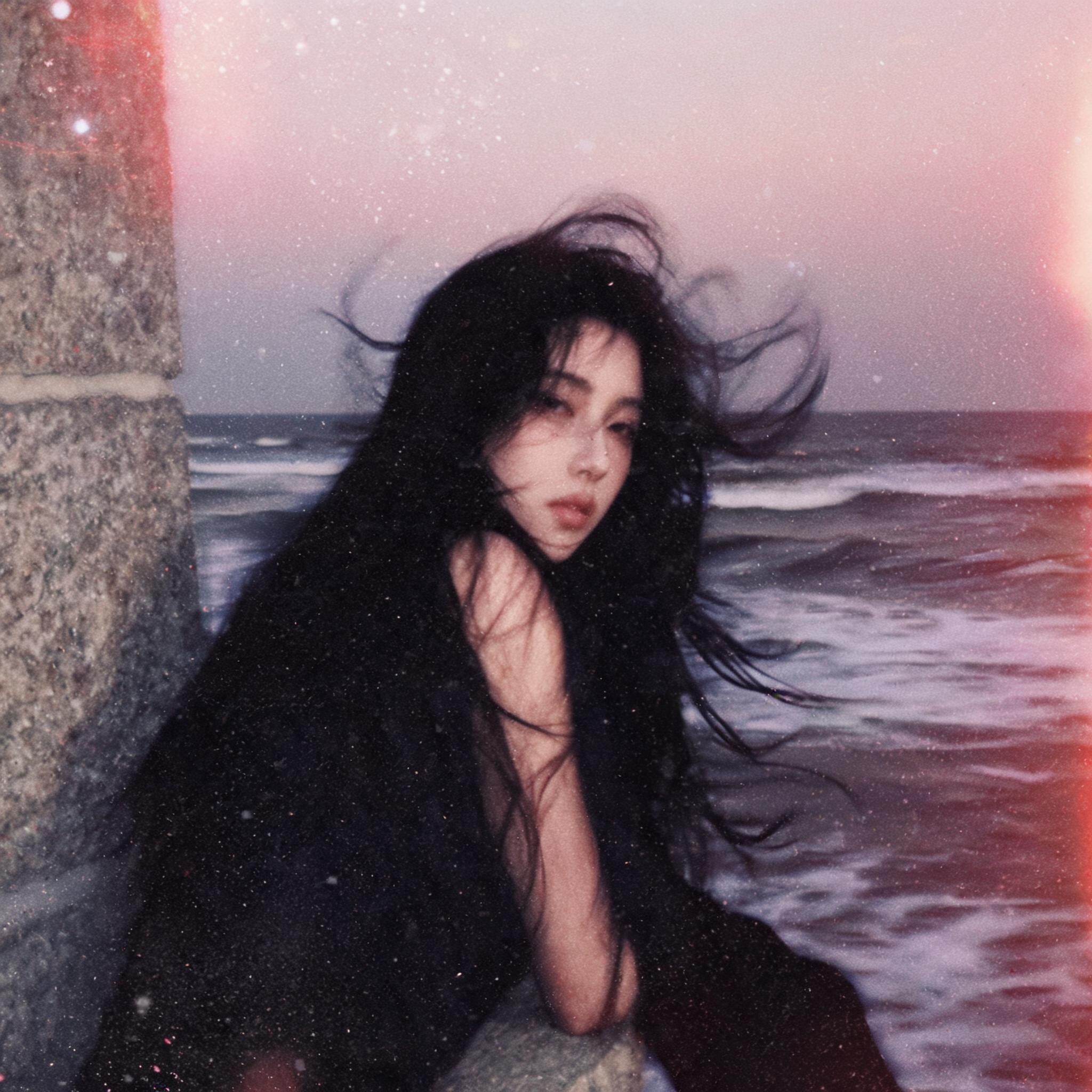 海边对焦模糊漏光高噪点特写电影胶片颗粒