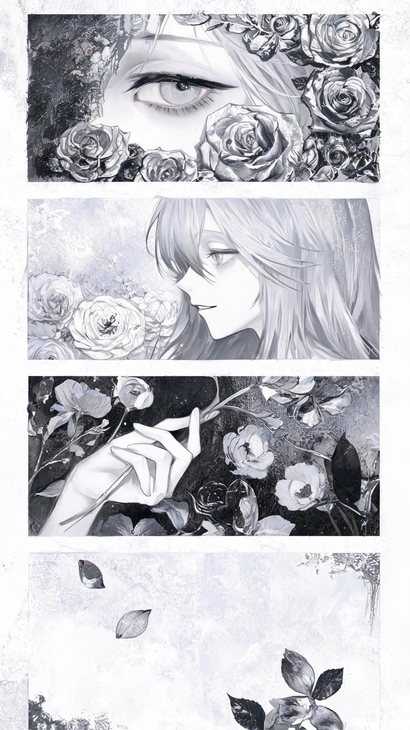 厚涂晕染水粉技法拼贴排版：花卉轮廓提取贴画设计