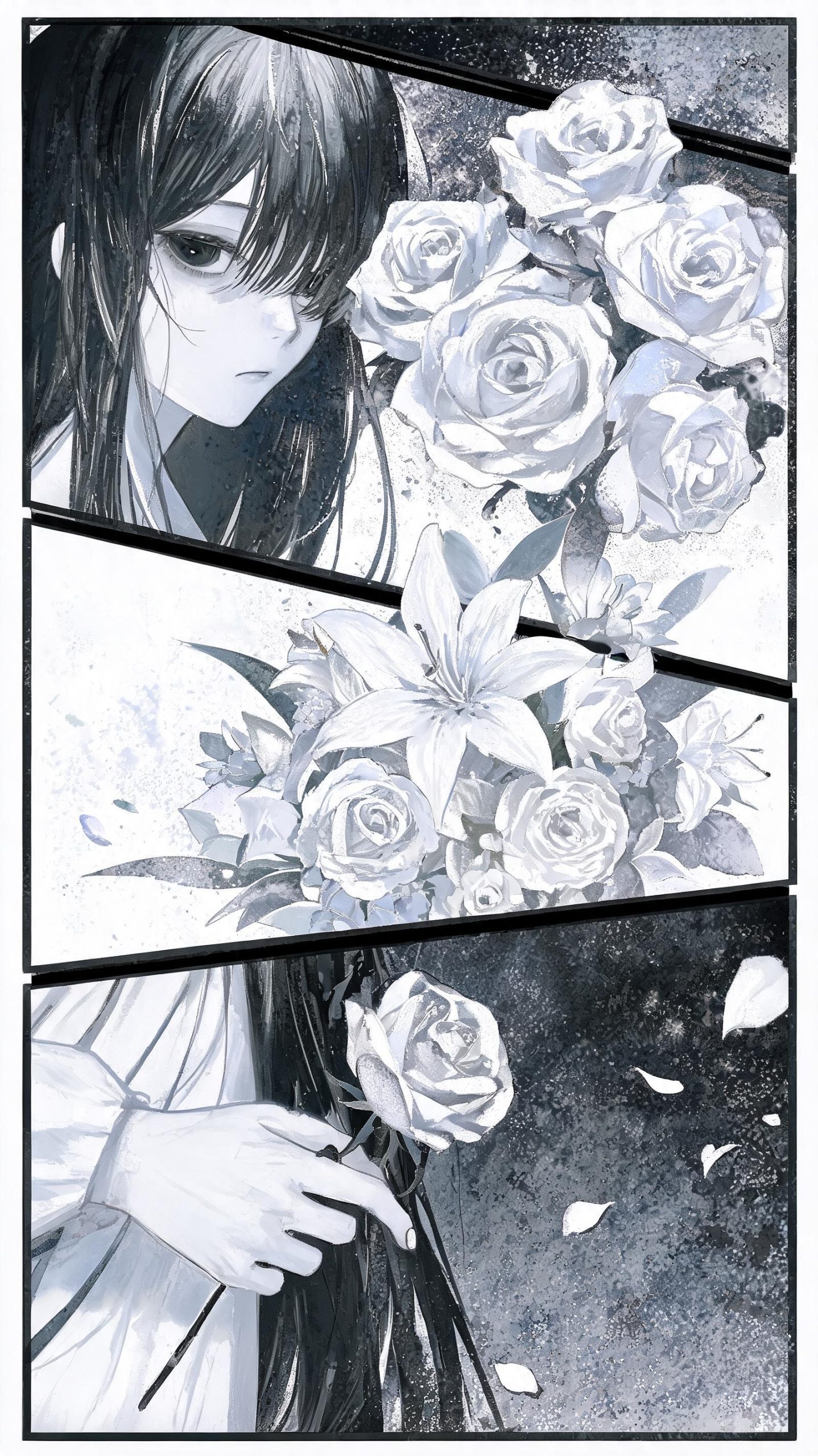 竖版漫画拼贴排版动态角度：超现实主义病娇美学氛围