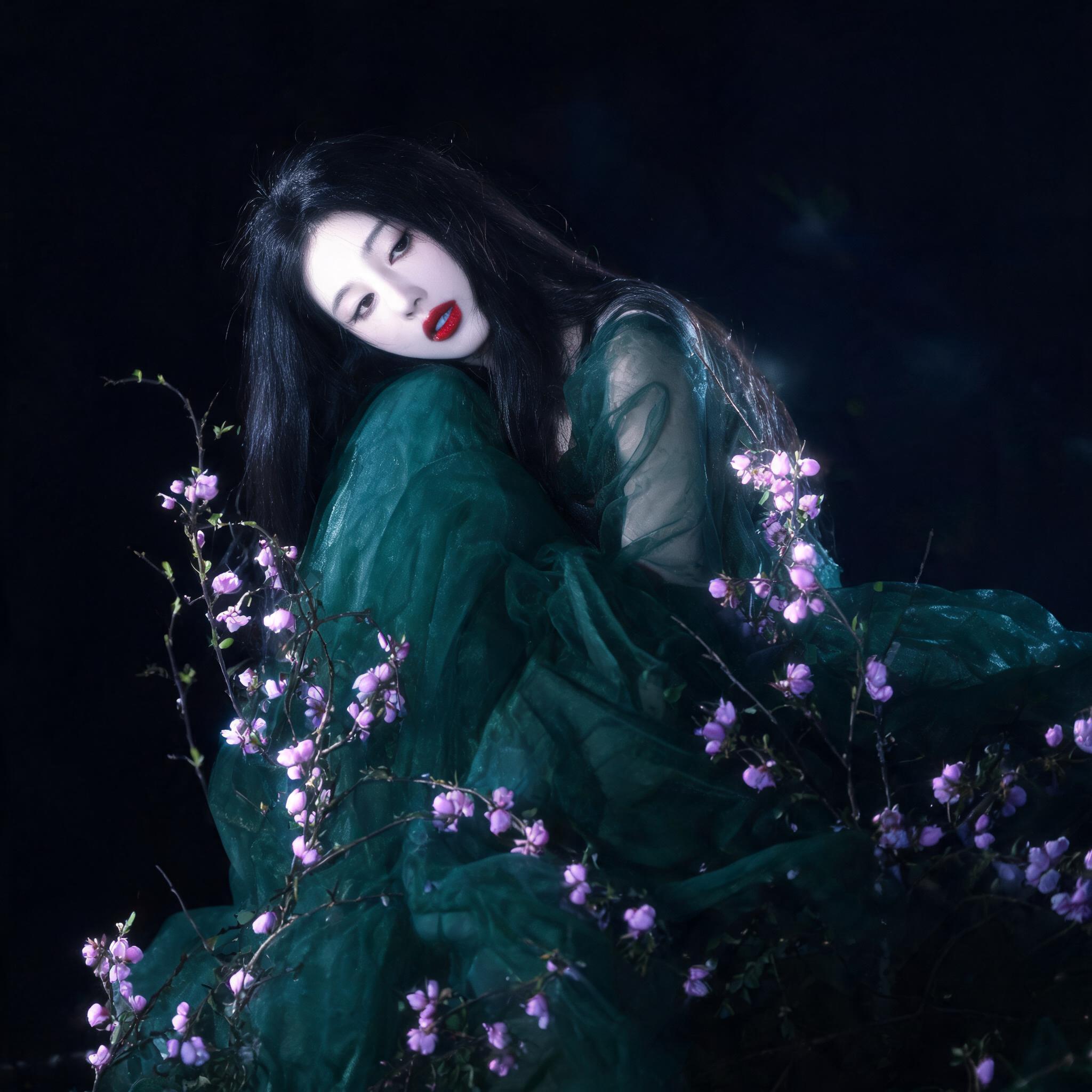 暗处才是主角——拆解一条「暗质渗透法」Prompt，用冷光压出夜与花的暧昧质感